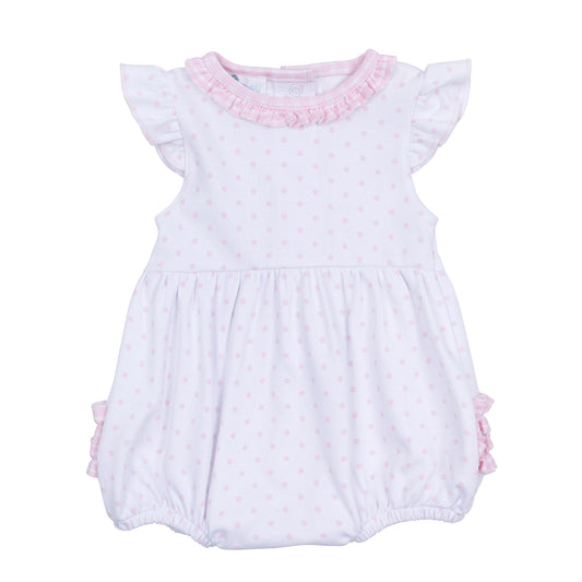 Magnolia Baby Gingham Dots Ruffle Flutters Bubble Pink