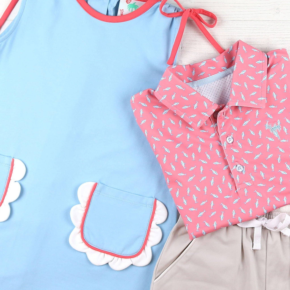 Shrimp and Grits Kids Khaki Twill Shrimp Shorts