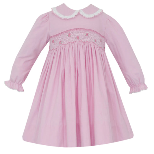Petit Bebe Charlotte Pink Corduroy Long Sleeve Dress