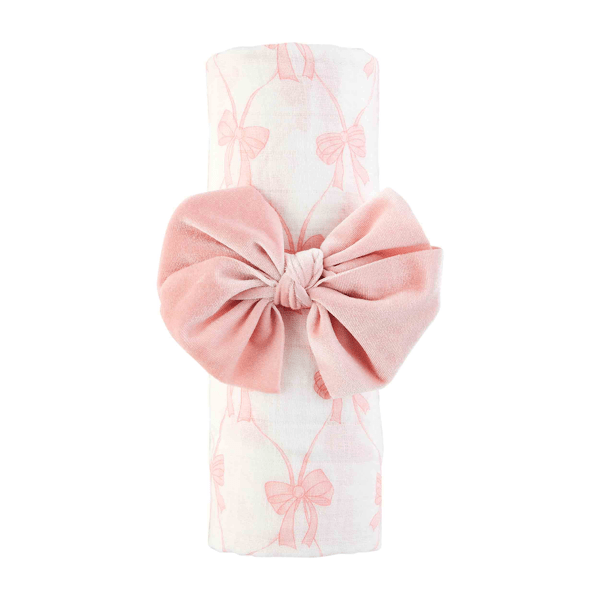 Mudpie Mud Pie Bow Swaddle and Headband Set