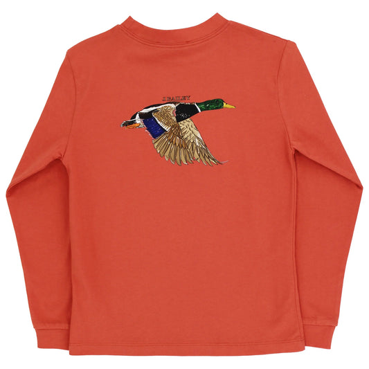 Bailey Boys Long Sleeve Logo Tee, Mallard/Rust