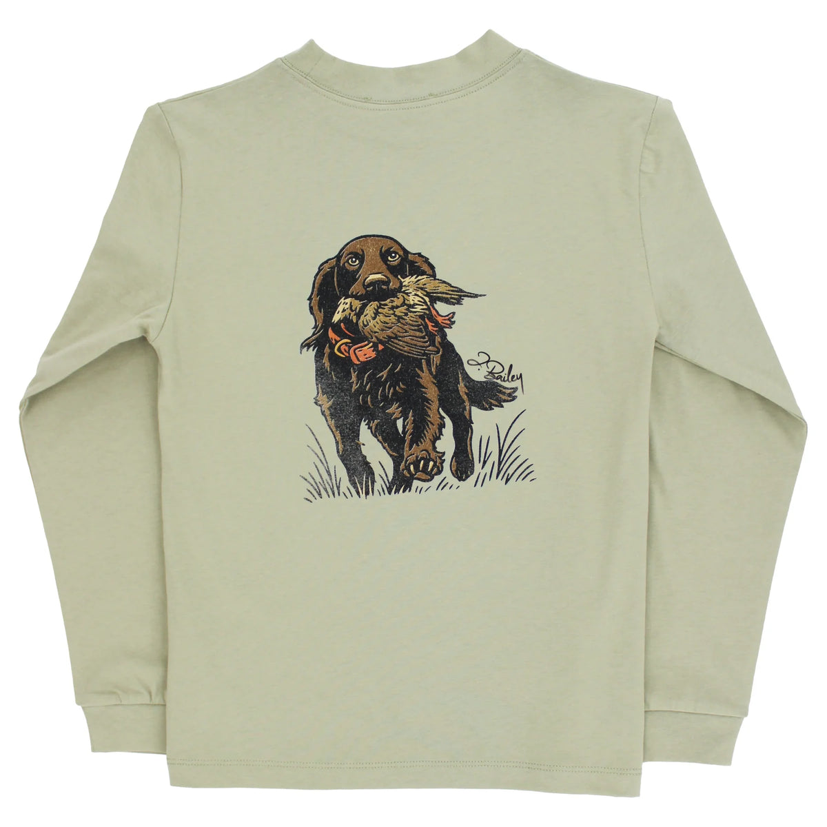 Bailey Boys Long Sleeve Logo Tee, Spaniel/Pistachio