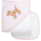 3 Marthas Pink Puppy Applique Hooded Towel and Washcloth Set
