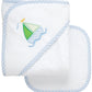 3 Marthas Sailboat Appliqued Hooded Towel & Washcloth Set, Blue