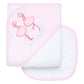 Three Marthas Flamingo Applique Hooded Towel & Washcloth Set