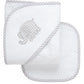 Three Marthas Elephant Applique Hooded Towel & Washcloth Set, Gray