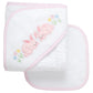 3 Marthas Bunny Applique Hooded Towel & Washcloth Set, Pink
