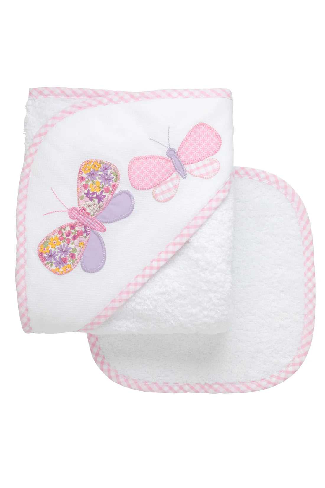 3 Marthas Butterfly Applique Hooded Towel and Washcloth Set