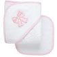 3 Marthas Bow Applique Hooded Towel & Washcloth Set, Pink