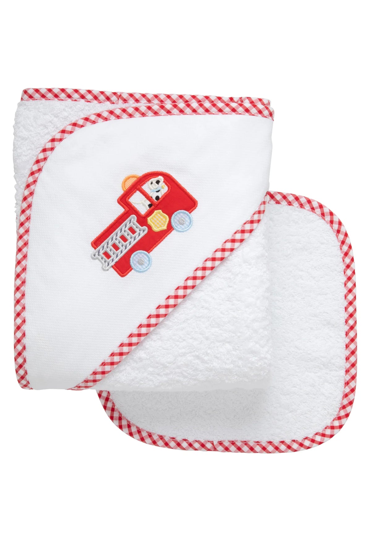 3 Marthas Fire Truck Baby Hooded Towel & Washcloth Set