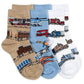 Jefferies Socks Transportation Crew Socks Triple Treat--Burlap--Extra Small