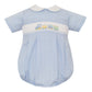 Petit Bebe Train Light Blue Gingham Boy's Bubble