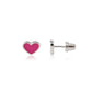 Girls Sterling Silver Fuchsia Heart Earrings, Screw Backs