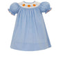 Petit Bebe Blue Microcheck Smocked Pumpkin Bishop