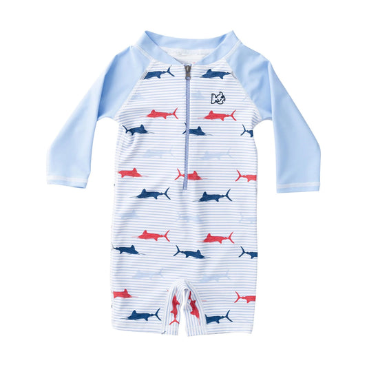 Prodoh Lil Reef Baby Rashguard Swimsuit--Windsurfer Fish Print