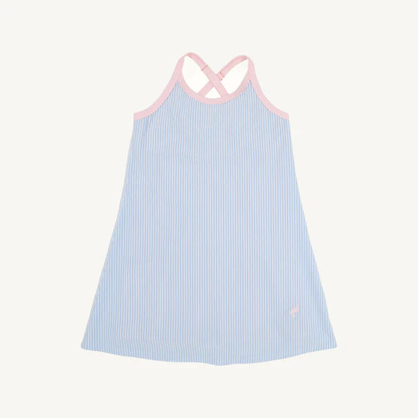 Beaufort Bonnet Little Miss Tennis--Beale Street Blue Seersucker/Palm Beach Pink
