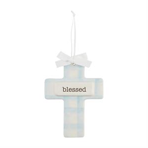 Mud Pie Blue Blessed Keepsake Cross