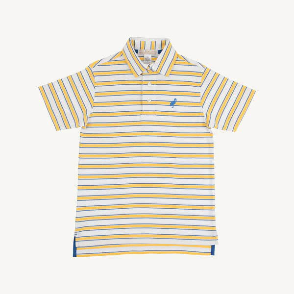 Beaufort Bonnet Prim and Proper Polo--Lake Claire Lines/Woodboat Blue