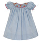 Petit Bebe Reindeer Blue Microcheck Short Sleeve Bishop