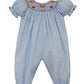 Petit Bebe Reindeer Blue Microcheck Short Sleeve Long Bishop Bubble