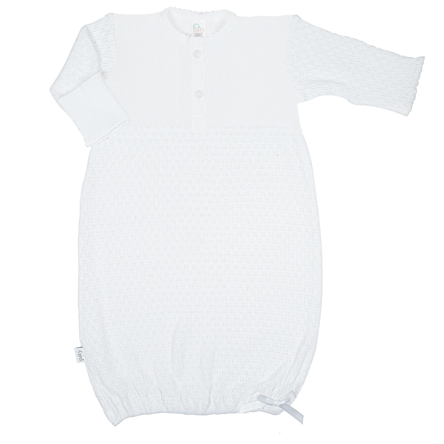 Paty Placket Gown, White 154