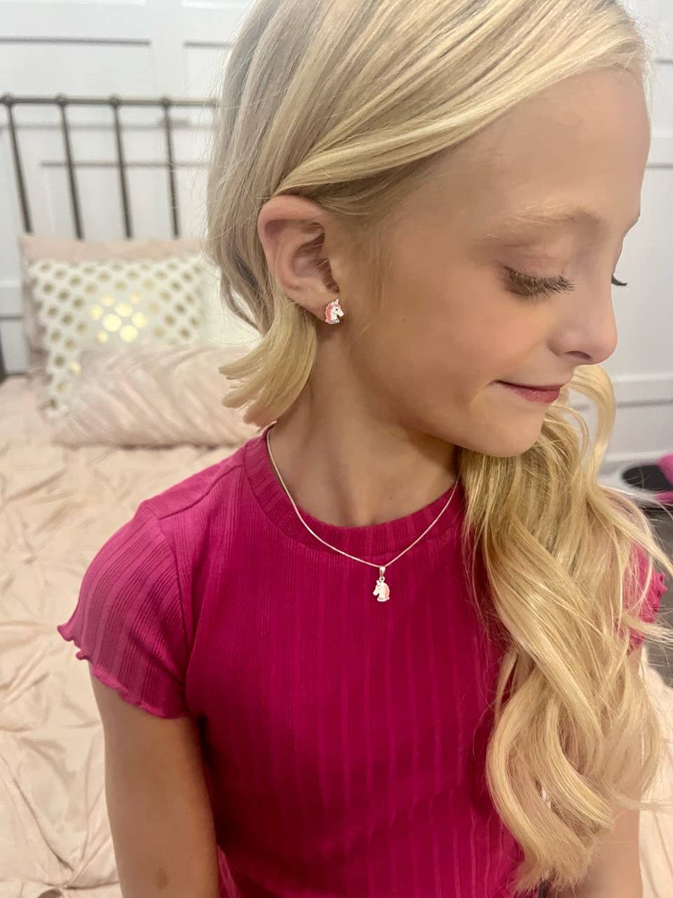 Sterling Silver Girls Stardust Unicorn Necklace for Kids