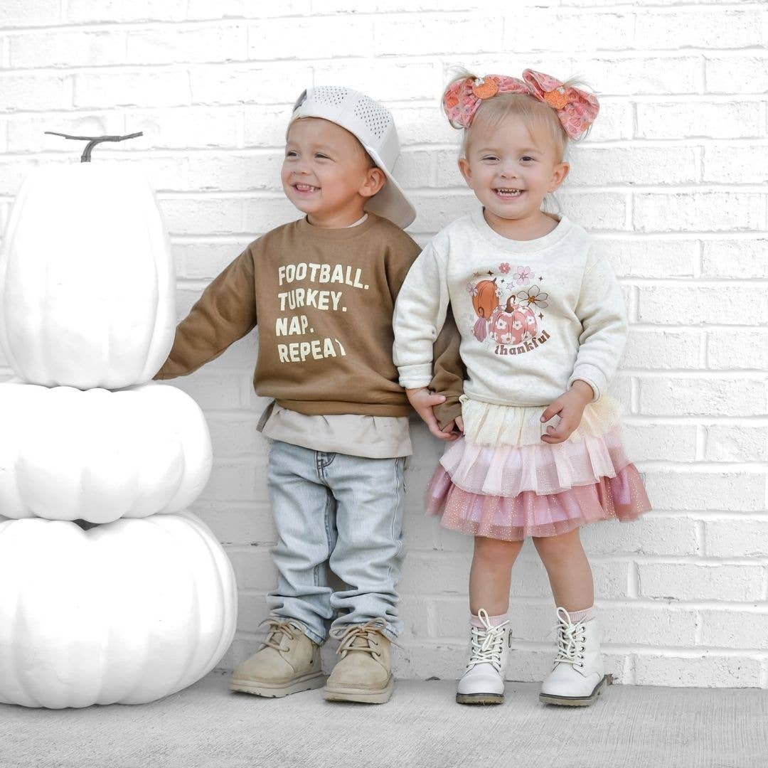 Sweet Wink Football Turkey Nap Repeat Thanksgiving Kids Sweatshirt Boys