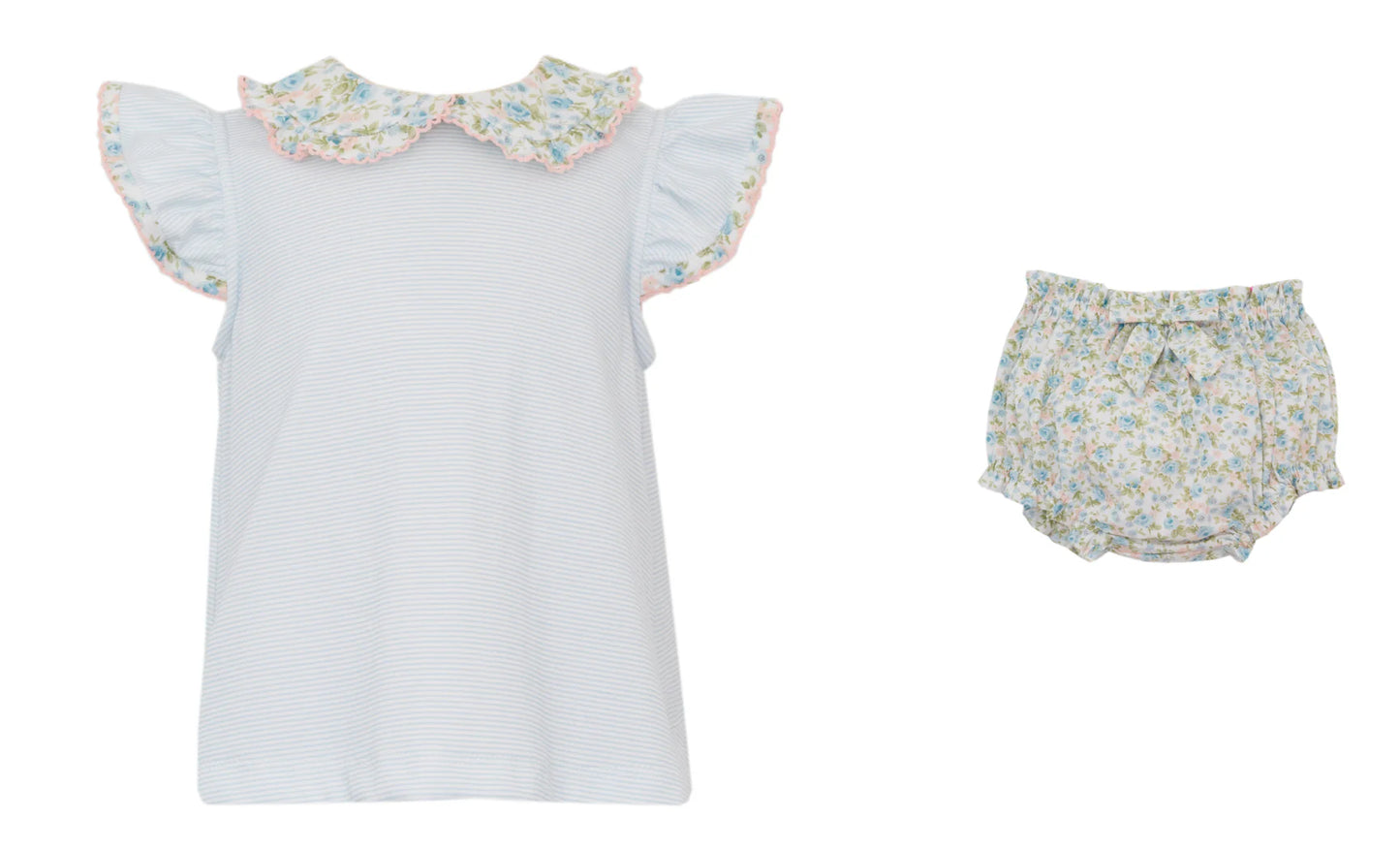 Petit Bebe Light Blue Floral Bloomer with Light Blue Blouse