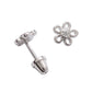 Sterling Silver Kids Screw-Back Outline Daisy Earrings Clear