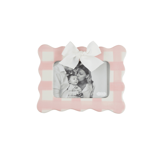 Mudpie Mud Pie Horizontal Pink Gingham Bow Frame