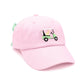 Bits and Bows Dog in Golf Cart Bow Baseball Hat--Pink