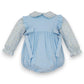 Petit Bebe Light Blue Cord Short Bubble with Floral Blouse