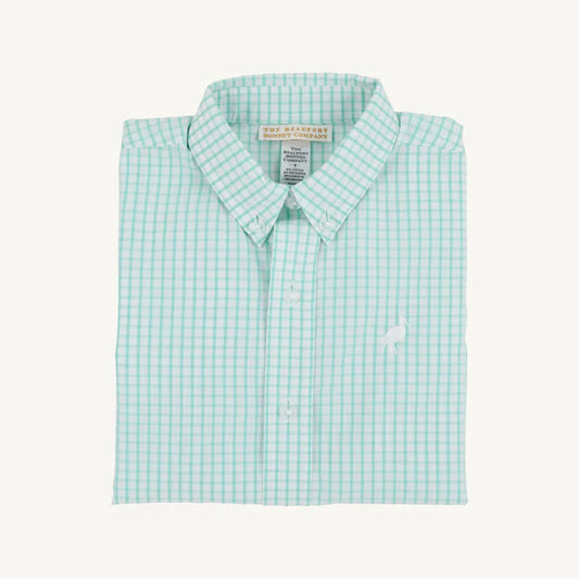 Beaufort Bonnet Dean's List Dress Shirt--Turks Teal Windowpane/Worth Ave White