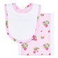 Three Marthas Strawberry Drooler Bib & Burp Set
