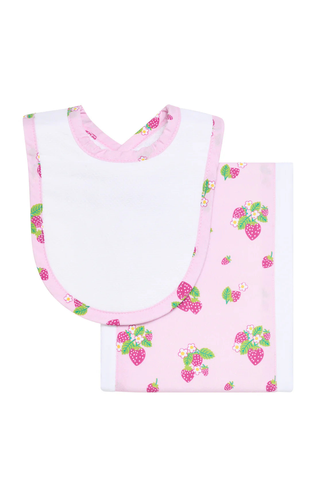 Three Marthas Strawberry Drooler Bib & Burp Set
