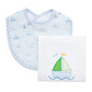 3 Marthas Sailboat Basic Bib and Burp Cloth Set, Blue