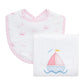 3 Marthas Sailboat Basic Bib and Burp Cloth Set, Pink