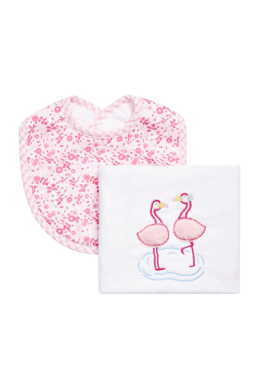 Three Marthas Flamingo Basic Bib & Burp Boxed Set