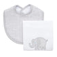 Three Marthas Elephant Basic Bib & Burp Boxed Set, Gray