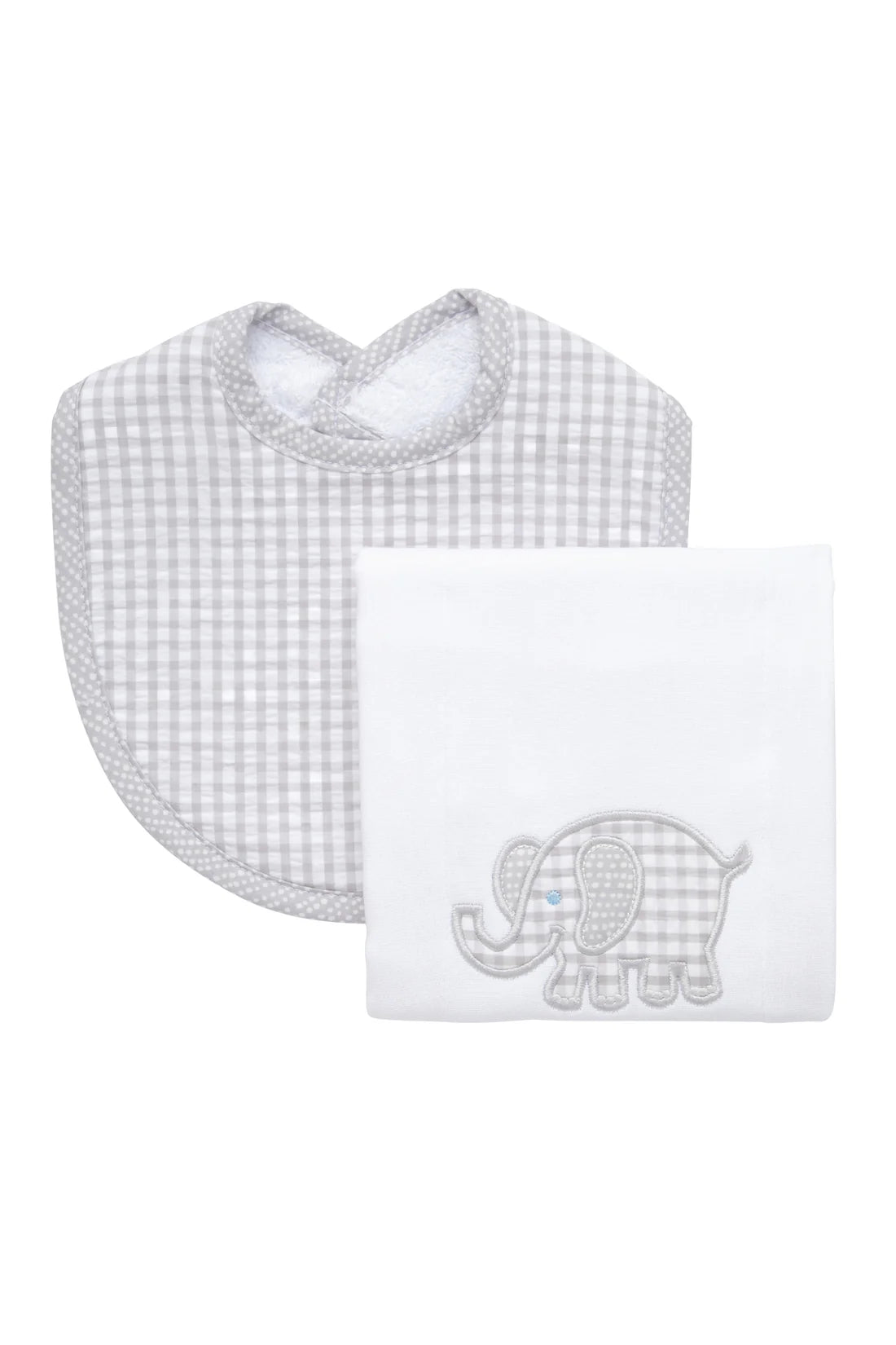 Three Marthas Elephant Basic Bib & Burp Boxed Set, Gray