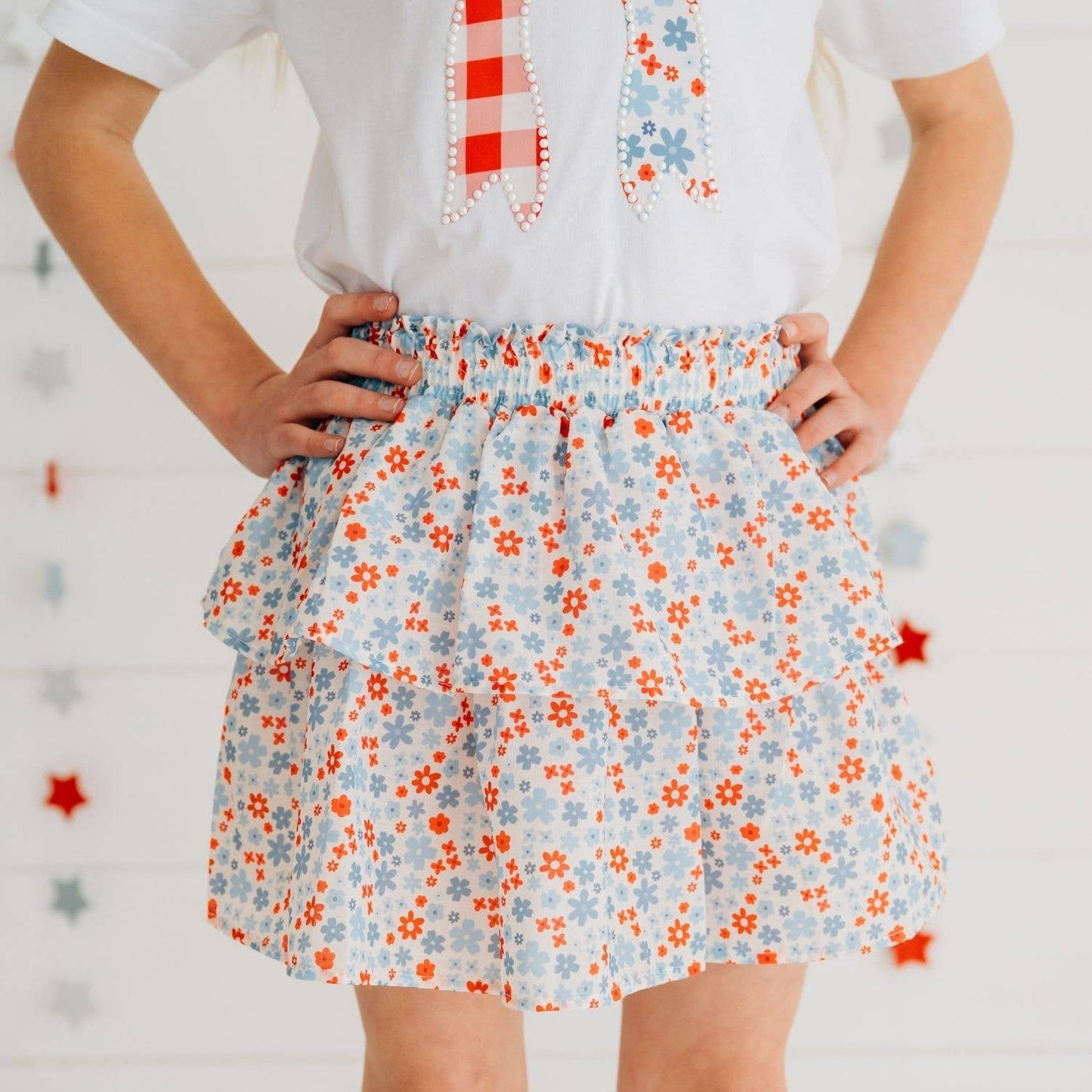 Sweet Wink Patriotic Floral Skort - Fourth of July