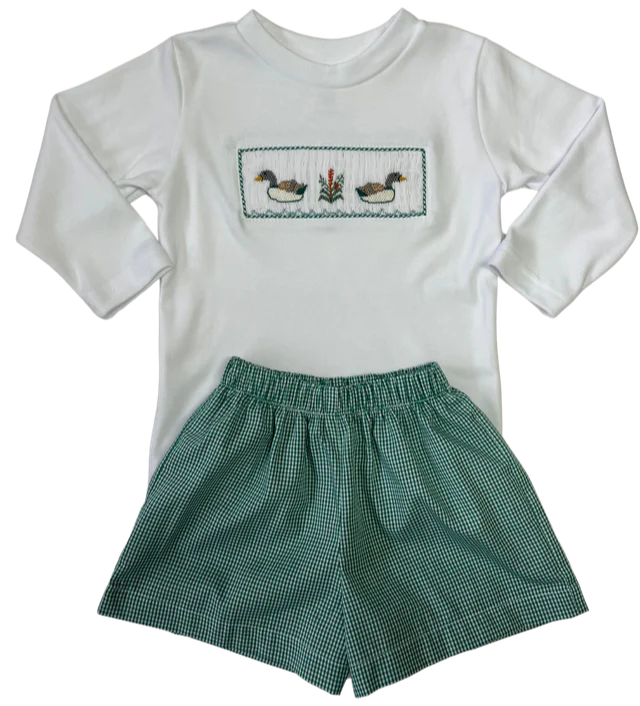 LuLu BeBe Tom Smocked Duck Long Sleeved T-Shirt and Short Set