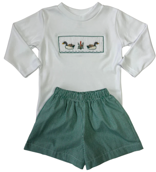 LuLu BeBe Tom Smocked Duck Long Sleeved T-Shirt and Short Set
