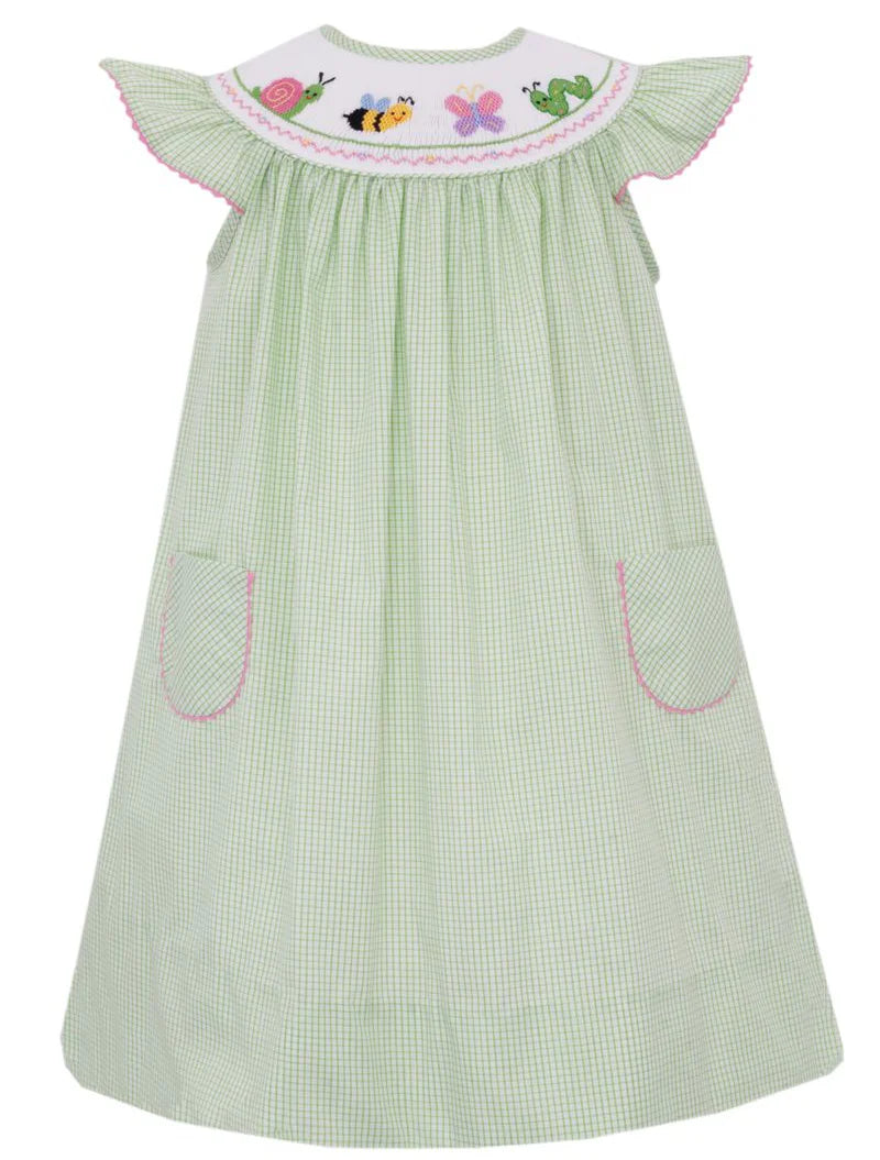 Anavini Bugs Girls Green Check Sleeveless Dress