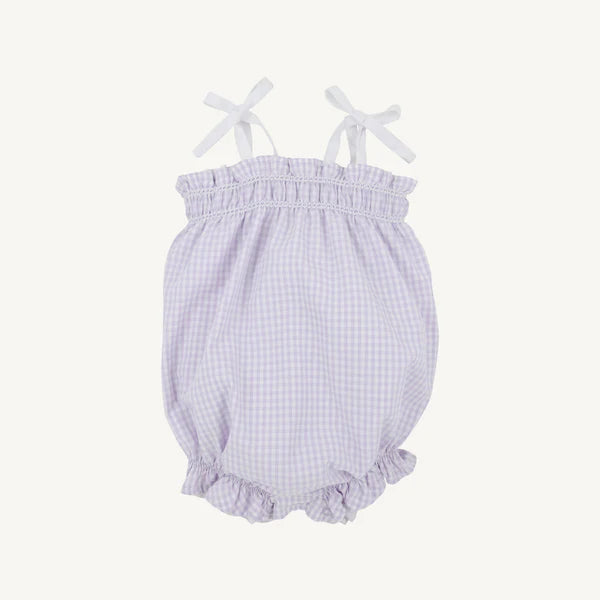 Beaufort Bonnet Rosey Romper--Lauderdale Lavender Gingham/Worth Ave White