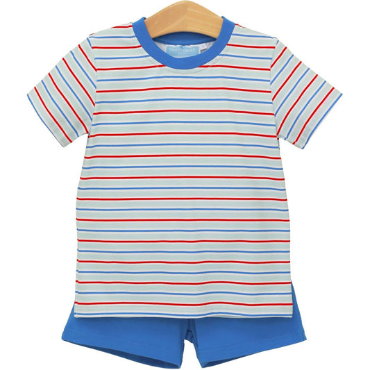 Trotter Street Drew Short Set- Patriotic Stripe