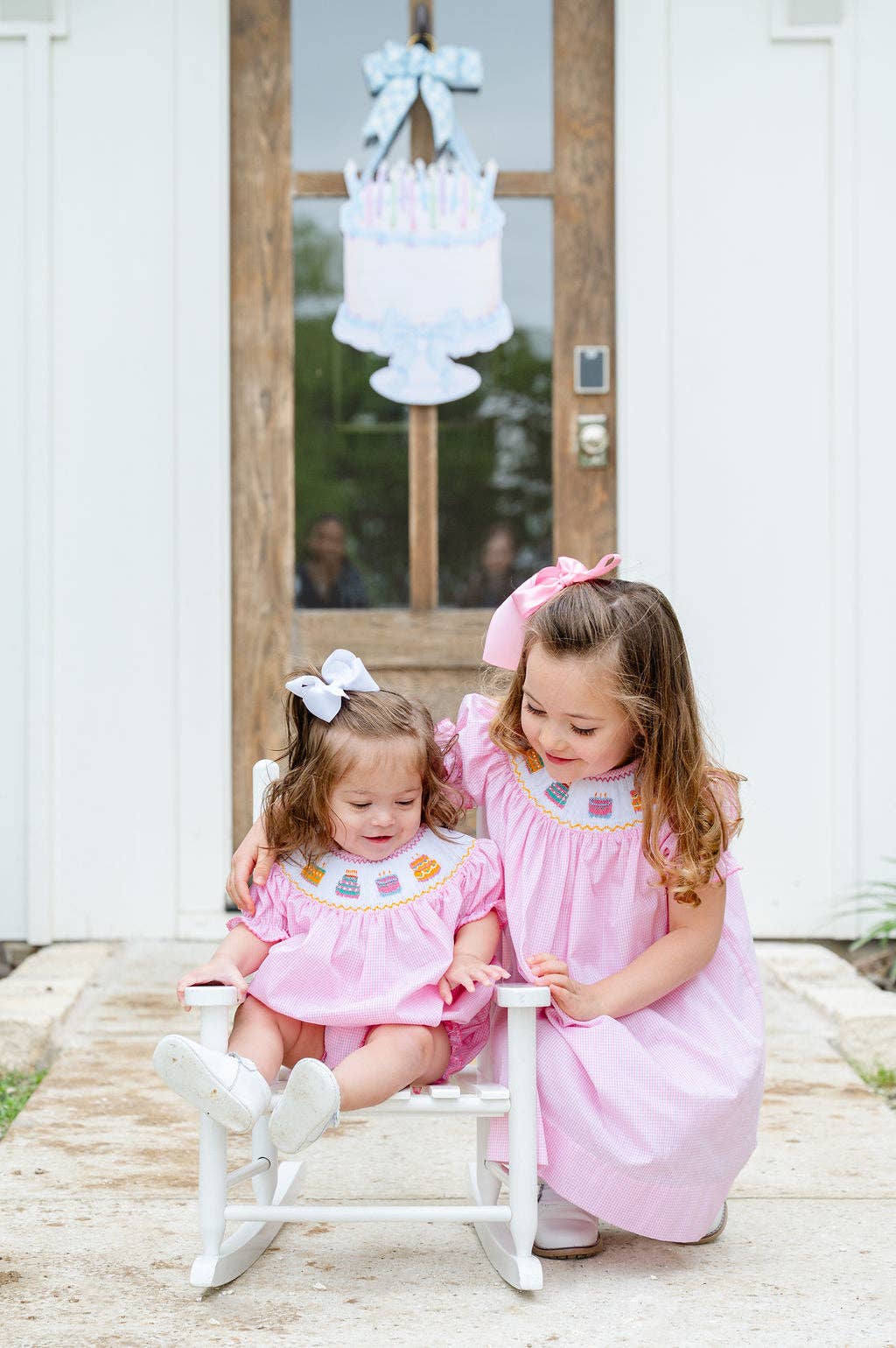 Ruth and Ralph Pink Birthday Cakes Smocked Helen Dress