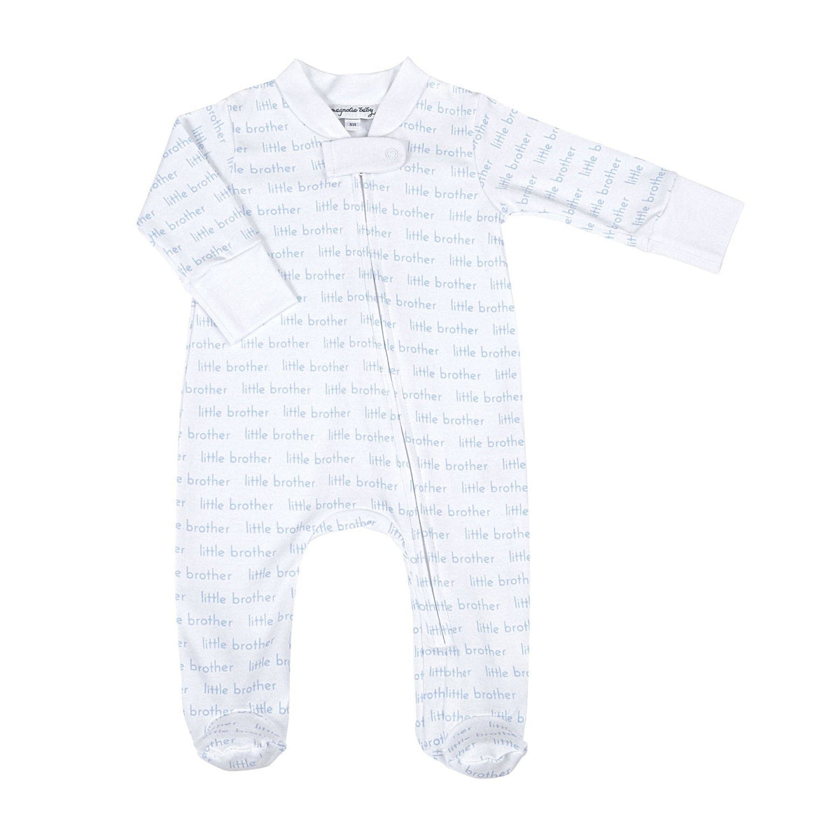 Magnolia Baby Little Brother Print Zip Footie