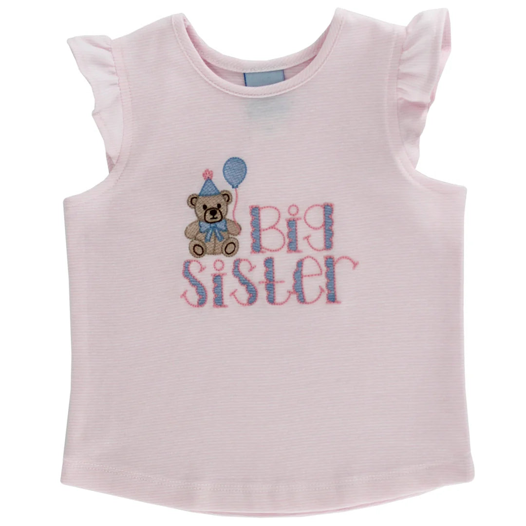 Bailey Boys Pink Micro Stripe Big Sister Shirt
