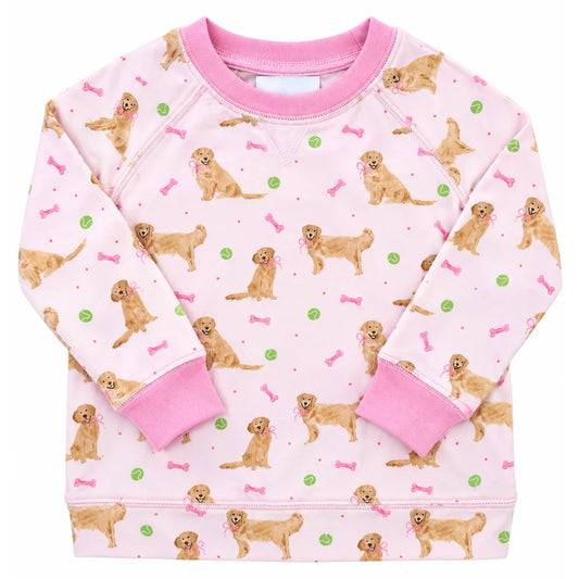 Three Little Ducks Campbell Crewneck--Puppy Pals Pink